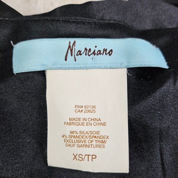 Marciano Women's Black Silk Blend V-Neck Hook Up Tie Shirt Size XS - Picture 7 of 9